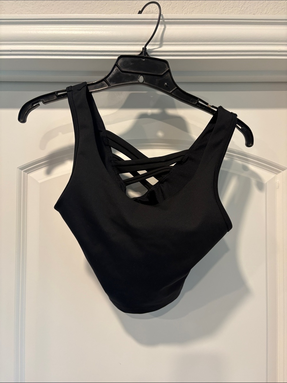 Black Crisscross Back Crop Tank Top